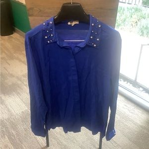 5 for $15 Kut from the Kloth Julia Jeweled Blouse-Cobalt Blue XL